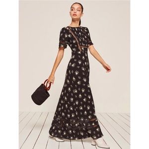 Reformation Patchouli Dress Black Floral NWOT